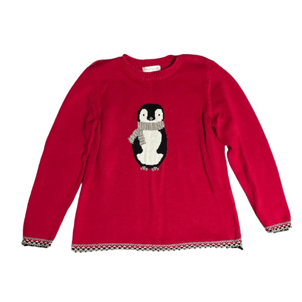 Womens sweater Christopher & Banks Red Penguin Sweater